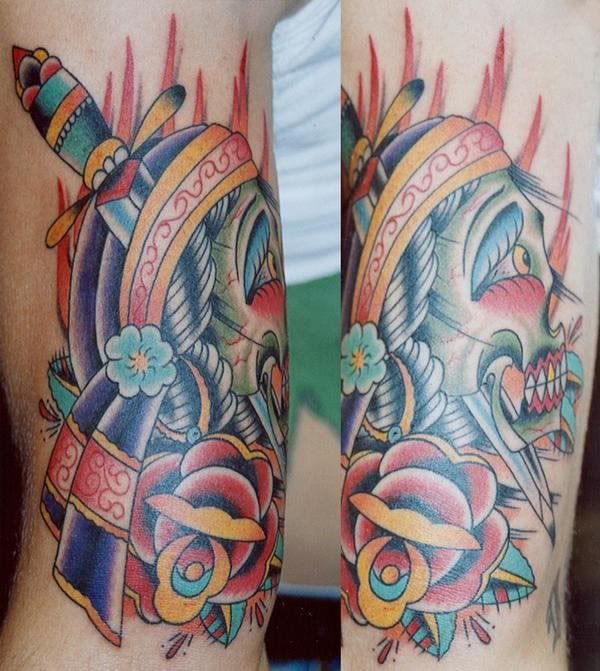 girlface.jpg skull face dagger tattoo